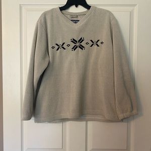 Lands End XL Polar Fleece Sweater Gray Snowflakes